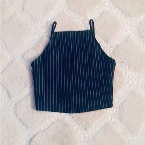 ZARA Trf - Pin stripe cropped t-shirt.